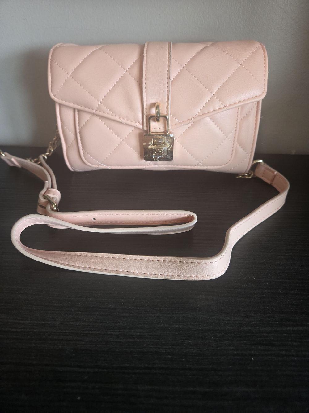 bebe Quilted Crossbody Bag - Light Pink with Gold Hardware NWT